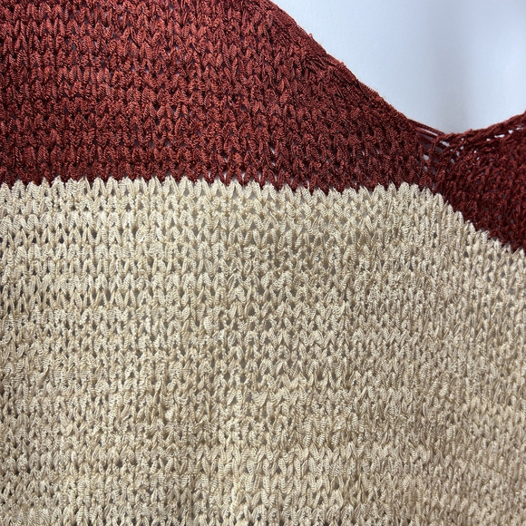 Women’s Oversized Knit Sweater Multicolor Striped V-Neck XL - Picture 8 of 11